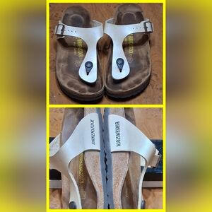 Birkenstock Gizeh Birko-Flor in Light Gold Size 38 (US Size 7-7.5)